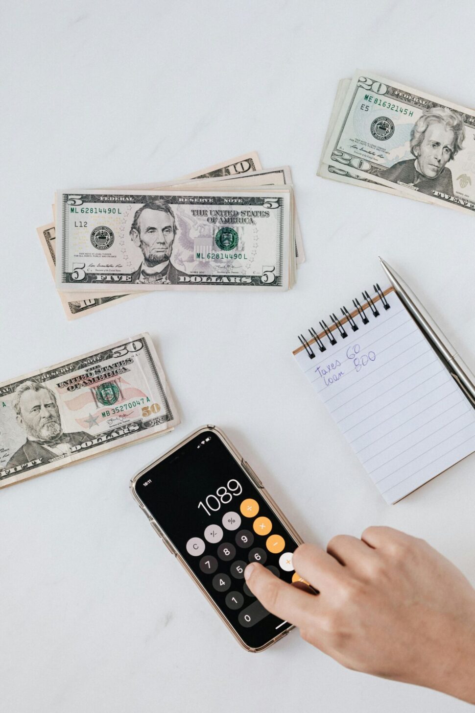 https://www.pexels.com/photo/crop-anonymous-person-calculating-profit-on-smartphone-calculator-near-banknotes-4386321/